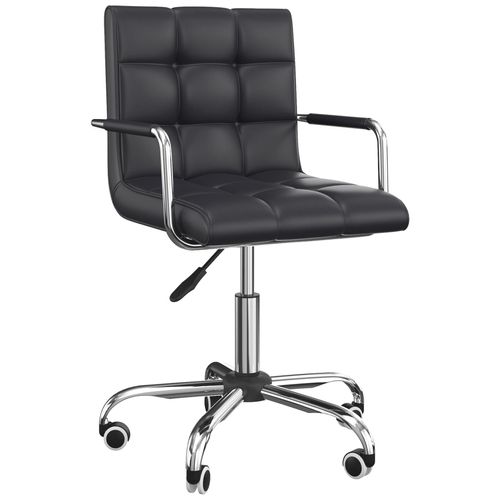 Chaise De Bureau Fauteuil Manager Pivotant Hauteur Réglable Revêtement Synthétique Capitonné Noir