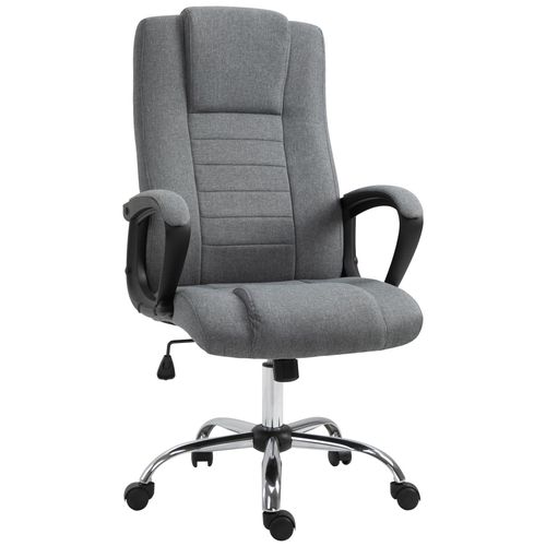 Fauteuil De Bureau À Roulettes Chaise Manager Ergonomique Pivotante Hauteur Réglable Lin Gris Fonc - Homcom