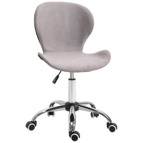 Chaise De Bureau Design Contemporain Hauteur Réglable Pivotant 360° Piètement Chromé Velours Gris