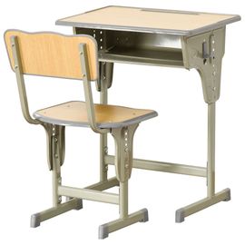 Bureau Enfant Vintage Style Pupitre D'écolier Kaki Aspect Bois Clair