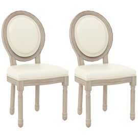 Lot De 2 Chaises De Salle À Manger Médaillon Style Louis Xvi Bois Sculpté Crème