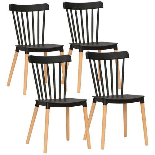 Lot De 4 Chaises De Salle À Manger Style Scandinave Piètement Bois Hêtre Pp Noir