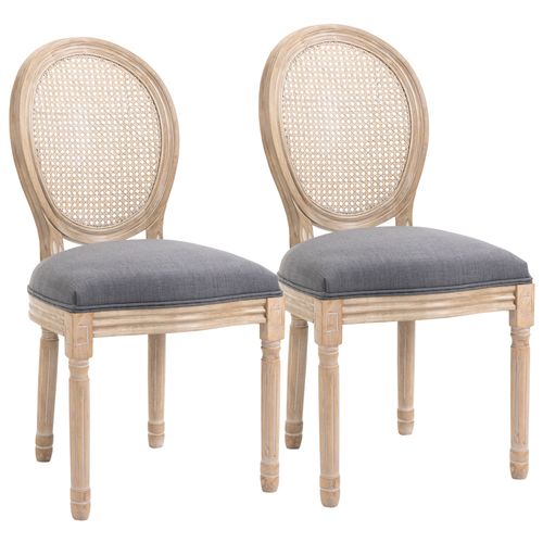 Lot De 2 Chaises De Salle À Manger Médaillon Style Louis Xvi Gris