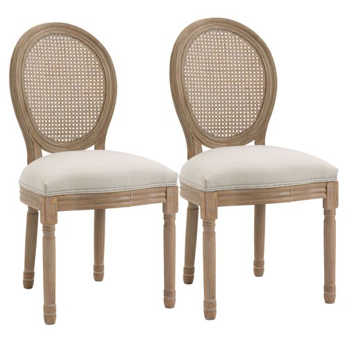 Lot De 2 Chaises De Salle À Manger Médaillon Style Louis Xvi Beige