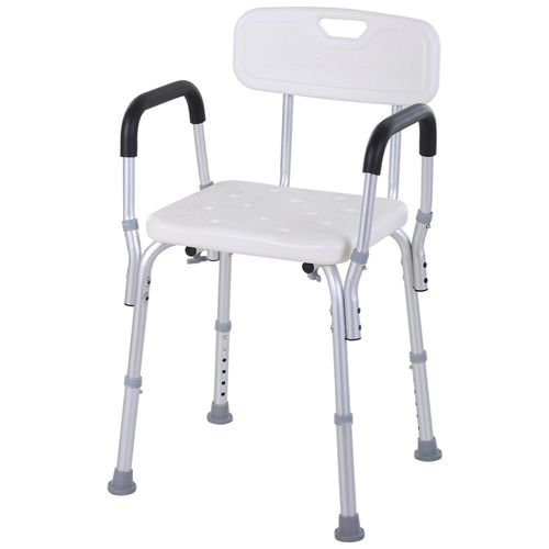 Chaise De Douche Siège De Douche Ergonomique Hauteur Réglable Pieds Antidérapants Charge Max. 135 Kg Alu Hdpe Blanc 