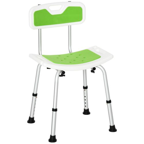 Chaise De Douche Siège De Douche Ergonomique Hauteur Réglable Pieds Antidérapants Charge Max. 136 Kg Alu Hdpe Vert 
