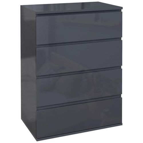 Commode 4 Tiroirs Style Contemporain Dim. 55l X 33l X 80h Cm Laqué Gris