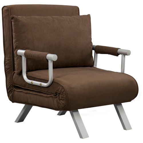 Fauteuil Chauffeuse Canapé-Lit Convertible 1 Place Déhoussable Grand Confort Coussin Pieds Accoudoirs Mét