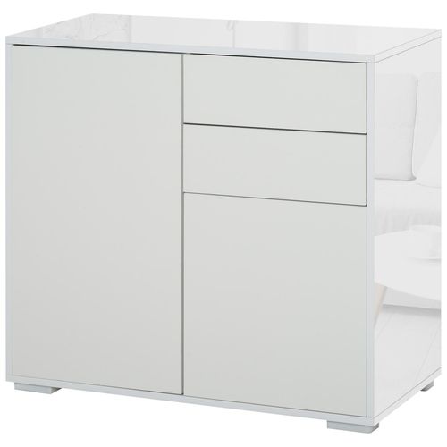 Commode Buffet Meuble De Rangement 2 Tiroirs 2 Portes Avec Étagère 79 X 36 X 74 Cm Blanc