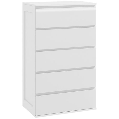 Commode 5 Tiroirs Style Contemporain Dim. 60l X 38l X 100h Cm Blanc