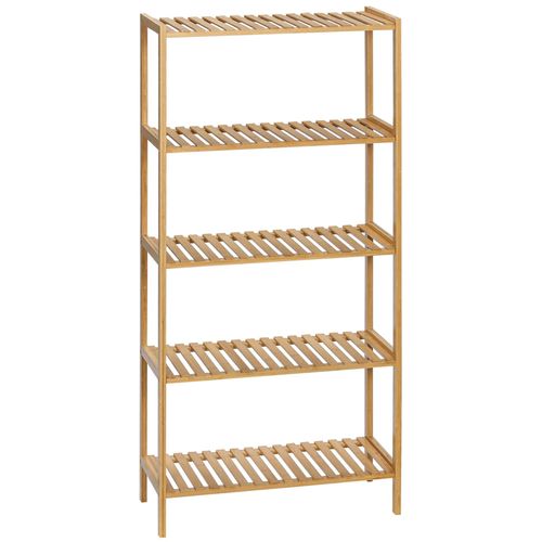 Étagère Bambou Salle De Bain - 5 Niveaux À Lattes - 60 X 26 X 130 Cm