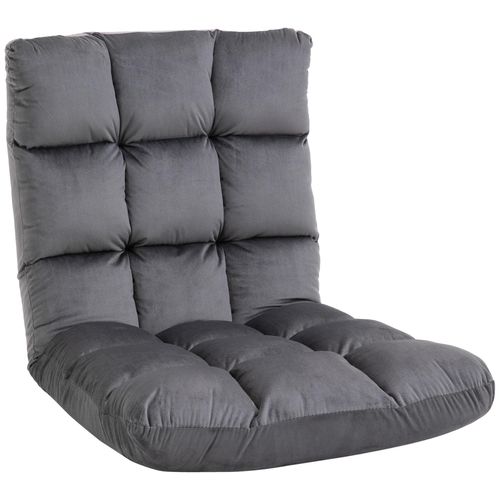 Fauteuil Convertible Fauteuil Paresseux Grand Confort Inclinaison Dossier Multipositions 90°-180° Flanelle Polyester Capitonné Gris Foncé