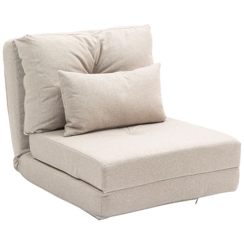Fauteuil Convertible Chauffeuse Inclinable - Coussin Inclus - Tissu Beige