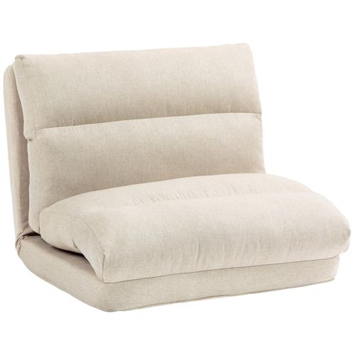 Fauteuil Convertible Fauteuil Paresseux Grand Confort Inclinaison Dossier Multipositions 90°-180° Tissu Beige Chiné