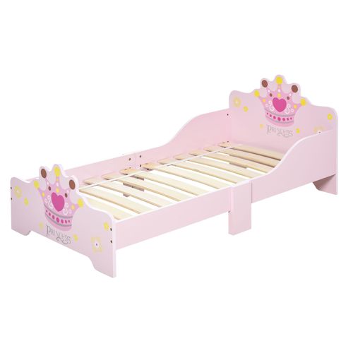Lit D'enfant Design Princesse Motif Couronne Sommier Inclus Rose