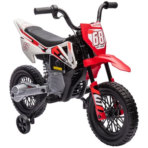 Moto cross électrique dirt bike enfant 12V 2 moteurs 2 vitesses 2,4-5 Km/h musiques rouge