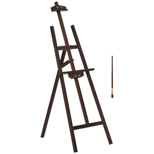 Homcom Chevalet D'artiste Sur Pieds Pliable Dim. 51,5l X 71,5l X 134,5h Cm Inclinaison Réglable 90° Max. Bois De Pin Coloris Noyer Foncé