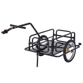 Remorque Vélo Remorque De Transport Pour Vélo 155l X 71,5l X 77h Cm Barre D¿Attelage Universelle Pliable Acier Noir