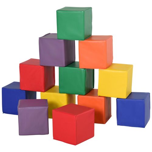 12 Blocs Cubes de Construction en Mousse - modules de motricité - Jouets éducatifs - Mousse EPE Revêtement synthétique Multicolore