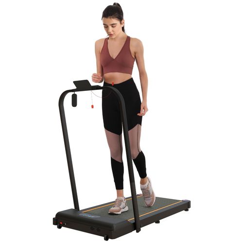 Tapis De Marche Électrique Pliable 1800w - V. Max. 6km/H - Écran Led Multifonction, Télécommande, Support Ipad - Orange Noir