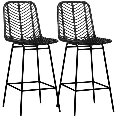 Lot De 2 Tabourets De Bar Style Colonial Résine Aspect Rotin