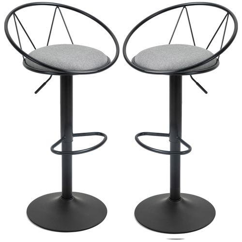 Lot De 2 Tabourets De Bar Style Néo-Rétro Gris Noir