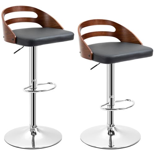 Lot De 2 Tabourets De Bar Contemporain Synthétique Noir Dossier Ajouré
