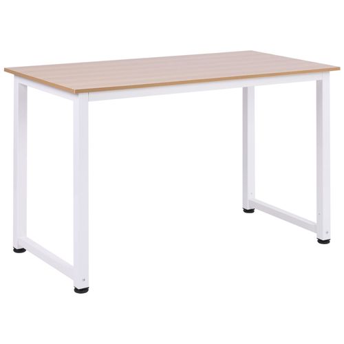 Table D'ordinateur 120l X 60l X 76h Cm Chêne Et Blanc Multifonction Grand Plateau Cadre Robuste En Métal