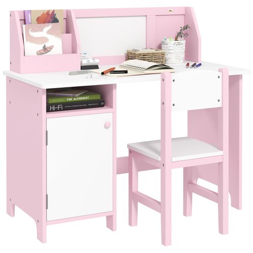 Ensemble Table Et Chaise Pour Enfant Rose Avec Tableau Blanc - Bureau Pour Enfant +5 Ans - 90l X 45l X 85h Cm