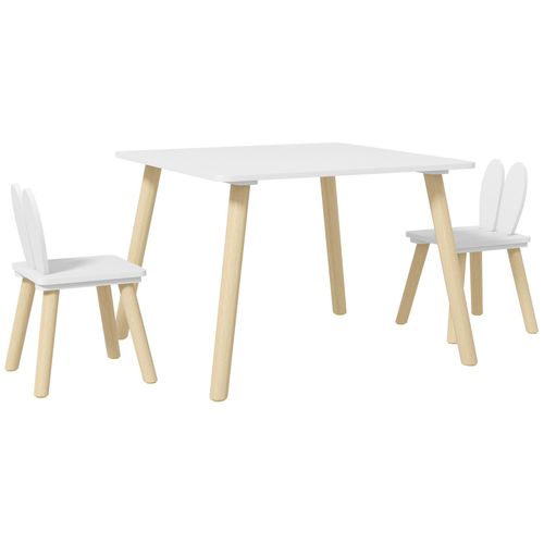 Ensemble Table Chaises Enfant Design Lapin Scandinave Bois Pin Mdf Blanc