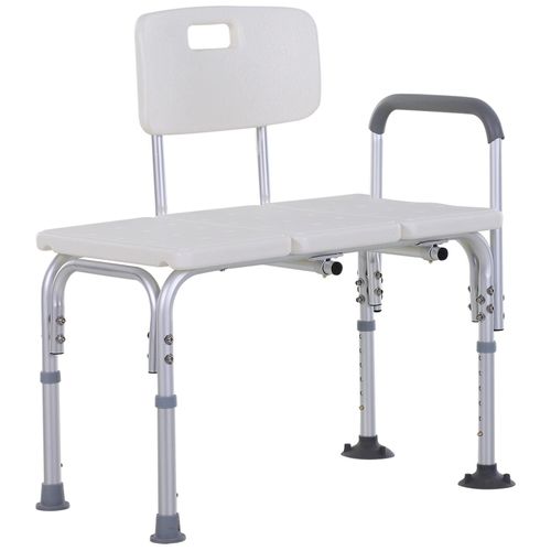 Chaise De Douche Siège De Douche Ergonomique Hauteur Réglable Pieds Antidérapants Charge Max. 136 Kg Alu. Hdpe Blanc 