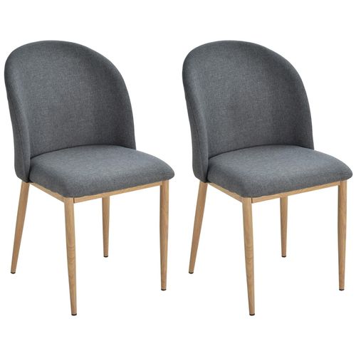 Lot De 2 Chaises De Salle À Manger Chaise De Salon Pieds En Métal Imitation Bois 50 X 58 X 85 Cm Gris