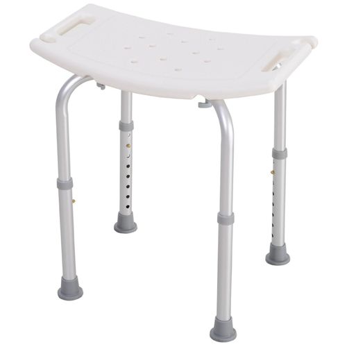 Siège De Douche Réglable En Hauteur Tabouret De Douche Ergonomique Pieds Antidérapants Charge Max. 136 Kg Alu Hdpe Blanc 