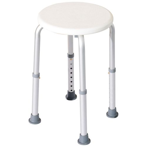 Tabouret De Douche Réglable En Hauteur Siège De Douche Ergonomique Pieds Antidérapants Charge Max. 136 Kg Alu Hdpe Blanc 