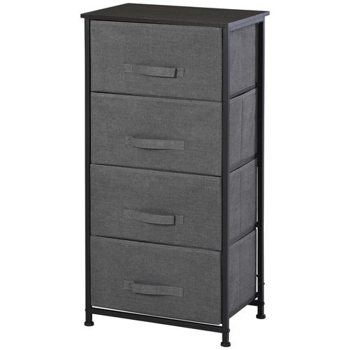 Meuble De Rangement 4 Tiroirs Chiffonnier Dim. 45l X 30l X 92h Cm Métal Mdf Non Tissé Noir
