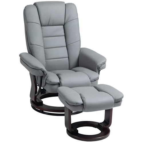 Fauteuil De Relaxation Inclinable Pivotant Avec Repose-Pied Pu Gris