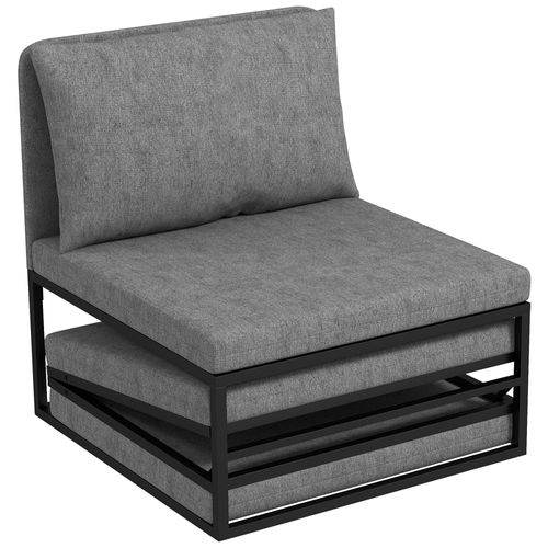 Fauteuil Convertible Chauffeuse Coussin Et Housse Inclus Métal Noir Tissu Gris