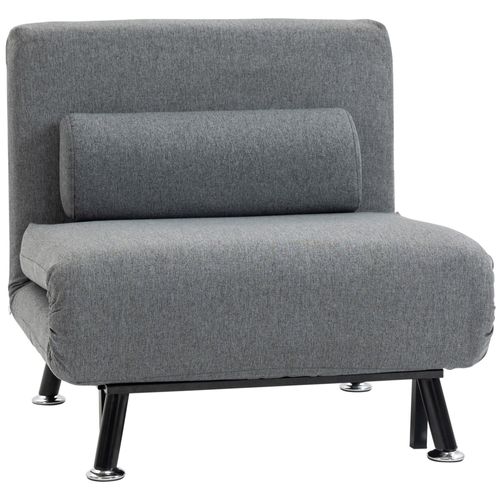 Fauteuil Convertible 3 En 1 Chauffeuse Lit Avec Coussin Gris