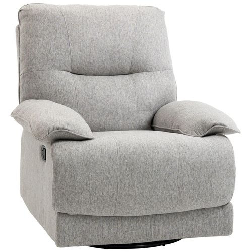 Fauteuil De Relaxation Grand Confort Pivotant 360° Dossier Inclinable Repose-Pied Ajustable Tissu Gris Clair