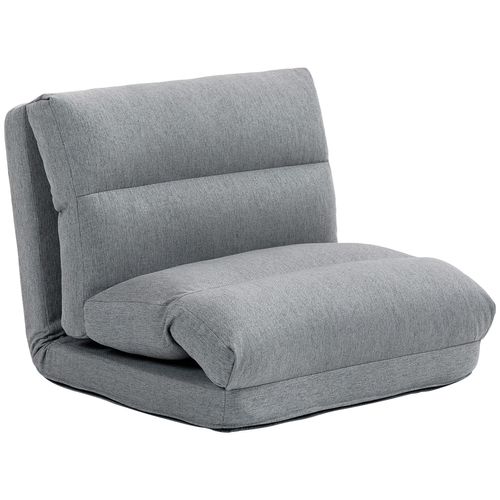 Fauteuil Convertible Fauteuil Paresseux Grand Confort Inclinaison Dossier Multipositions 90°-180° Tissu Gris Chiné