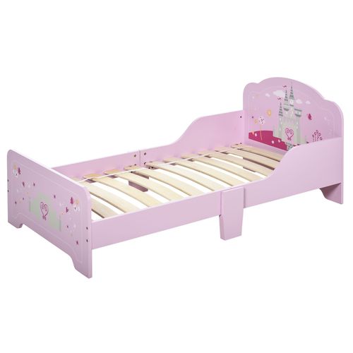 Lit D'enfant Design Princesse Motif Château Sommier Inclus Rose