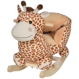 Jouet à bascule modèle girafon ceinture de sécurité fonction musicale 32 pistes marron beige