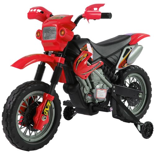Moto cross électrique enfant 3 à 6 ans 6 V phares klaxon musiques 102 x 53 x 66 cm rouge et noir