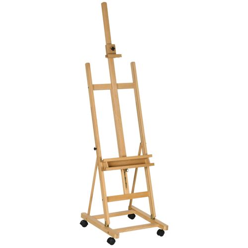 Chevalet D'artiste Pliable Sur Roulettes Hauteur Réglable Inclinaison Réglable 90° Max. Niche Rangement Bois De Hêtre