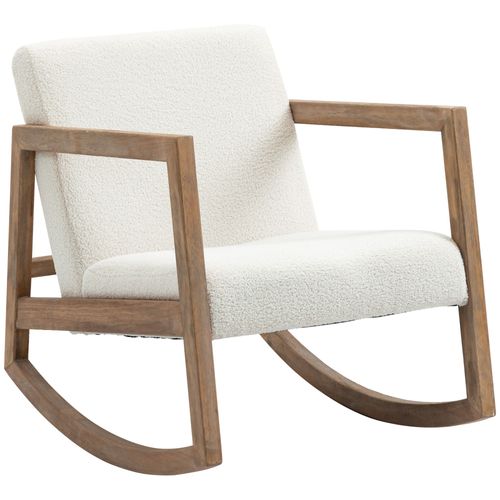 Fauteuil Lounge À Bascule Bois Hévéa Effet Peau De Mouton Polyester