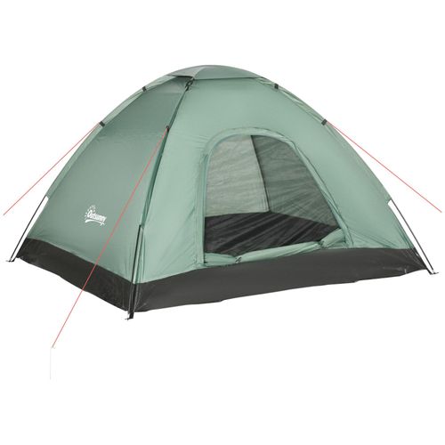 Tente De Camping 2 Personnes Dim. 206l X 152l X 110h Cm - Portes Zippée, Poche Rangement Sac De Transport Inclus - Fibre Verre Polyester Oxford Vert