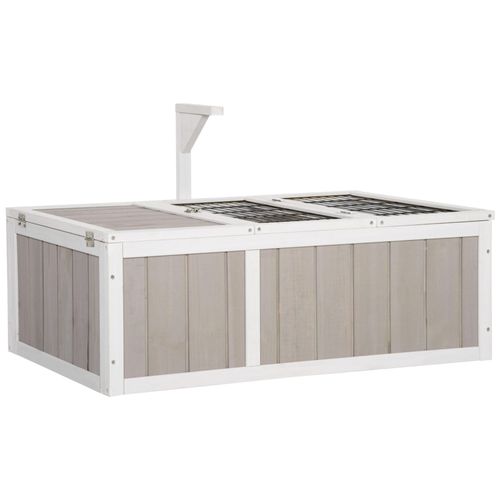 Enclos Pour Tortue - Parc Pour Tortue - Maison Pour Tortue Terrestre - Enclos Extérieur Avec Grillage - Bois Sapin Gris Blanc