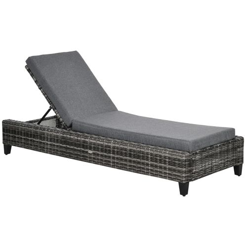 Bain De Soleil Transat Grand Confort Matelas Inclinaison Réglable Multipositions Résine Tressée Grise