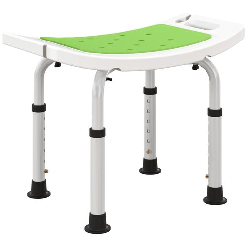 Siège De Douche Réglable En Hauteur Tabouret De Douche Ergonomique Pieds Antidérapants Charge Max. 135 Kg Alu Hdpe Blanc Vert 