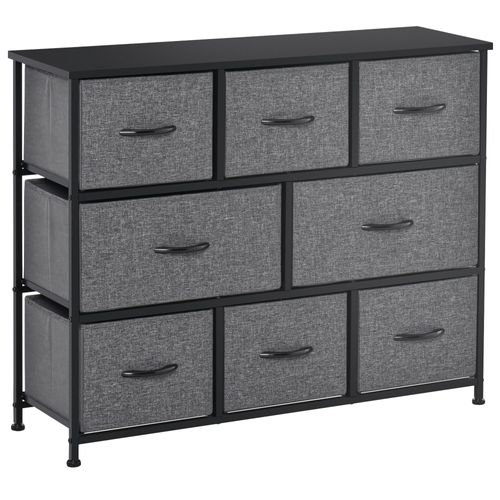 Commode Rangement 8 Tiroirs Pliables En Tissu Anthracite